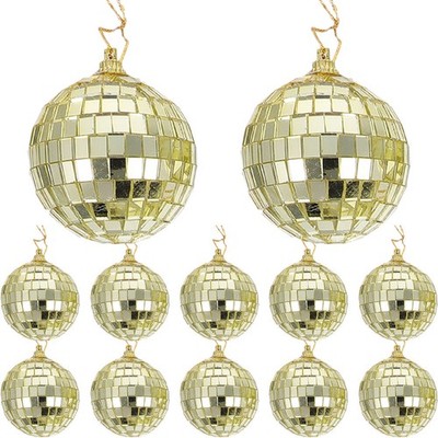 12pcs Mirror Disco Christmas Tree Hanging Party Glass Pendants