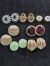 Vintage To Now Clip-on Earring Lot Mixed Colors Styles Gold Tone