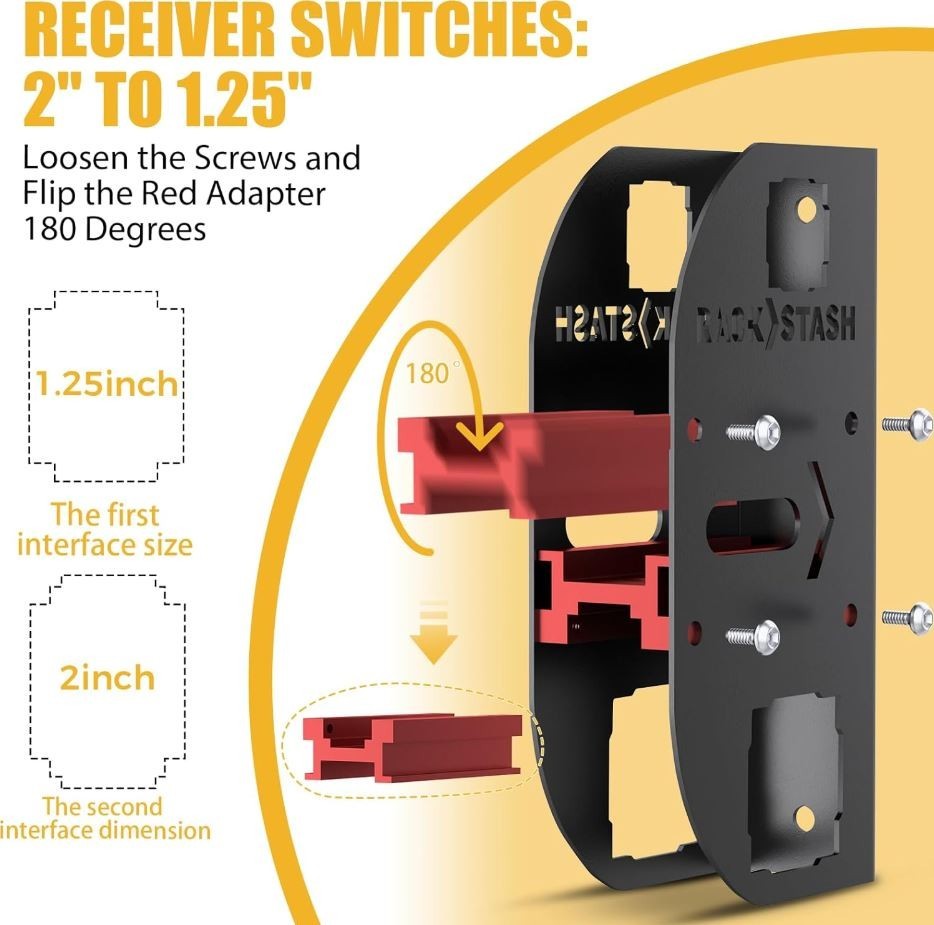 Hitch Wall Mount Bike Rack Receiver Adjustable 1.25" to 2" for Garage Trailer (O