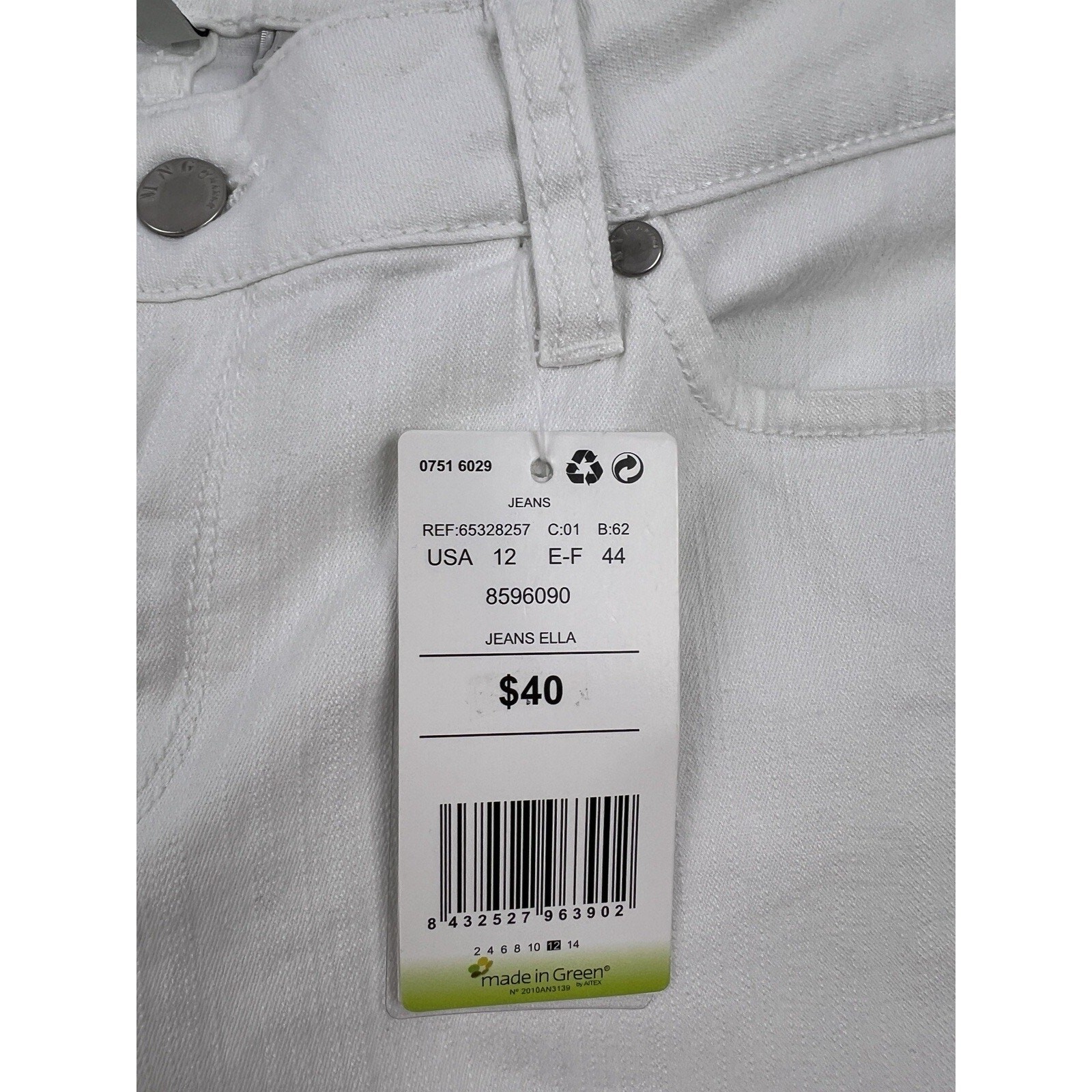 NEW MNG by Mango Ella Jeans Womens 12 White Slim Fit Low Rise thumbnail 5