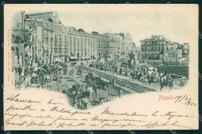 Napoli Città Strada Santa Lucia Rilievo Stengel 11142 cartolina MX4822