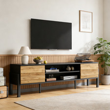 TV Stand Cabinet 175 cm for TVs up to 75 inches with 2 Cabinets & Open Shelves