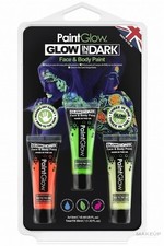 PaintGlow - Glow in the dark Face body Paint Hang Pack, 12ml