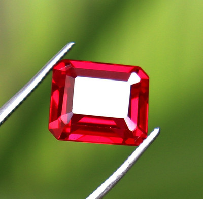 BURMA Pigeon Blood Red Ruby Emerald Cut Certified Loose  Gemstone 7.60 Ct