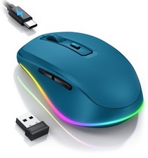 Wireless Mouse Jiggler - LED Wireless Mice with Build-in Mouse Mover, Recharg...