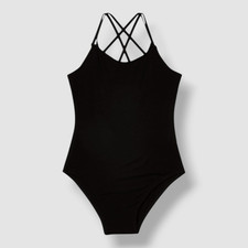 Flo Kids Girls Black Strappy Leotard Jumpsuit  Romper One-Piece Size 14