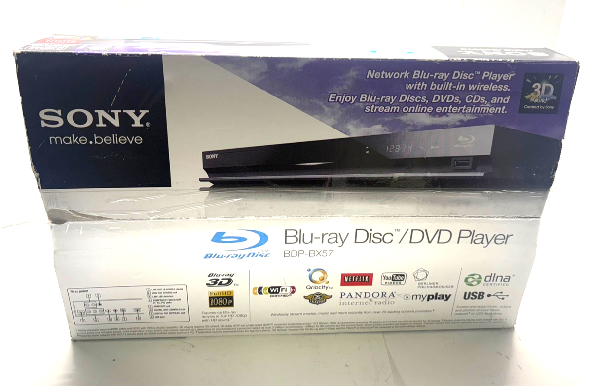New Open Box Sony BDP-BX57 3D Blu-Ray & DVD Player Wi-Fi Streaming