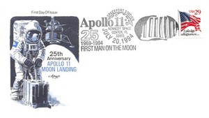 APOLLO 11 25th ANNIV KENNEDY SPACE CNTR FANCY CANCEL, ARTMASTER CACHET SC #2594
