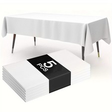 White Plastic Table Cloth - 4 Pack 54"  108" Rectangle Disposable Table cloths