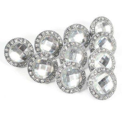 Crystal Drawer Knobs Shiny Rhinestone Clear Decorative Pull Handle Silver 10 PCS