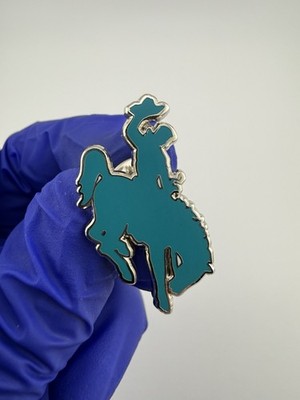 Wyoming Bucking Horse Turquoise Enamel Lapel Pin