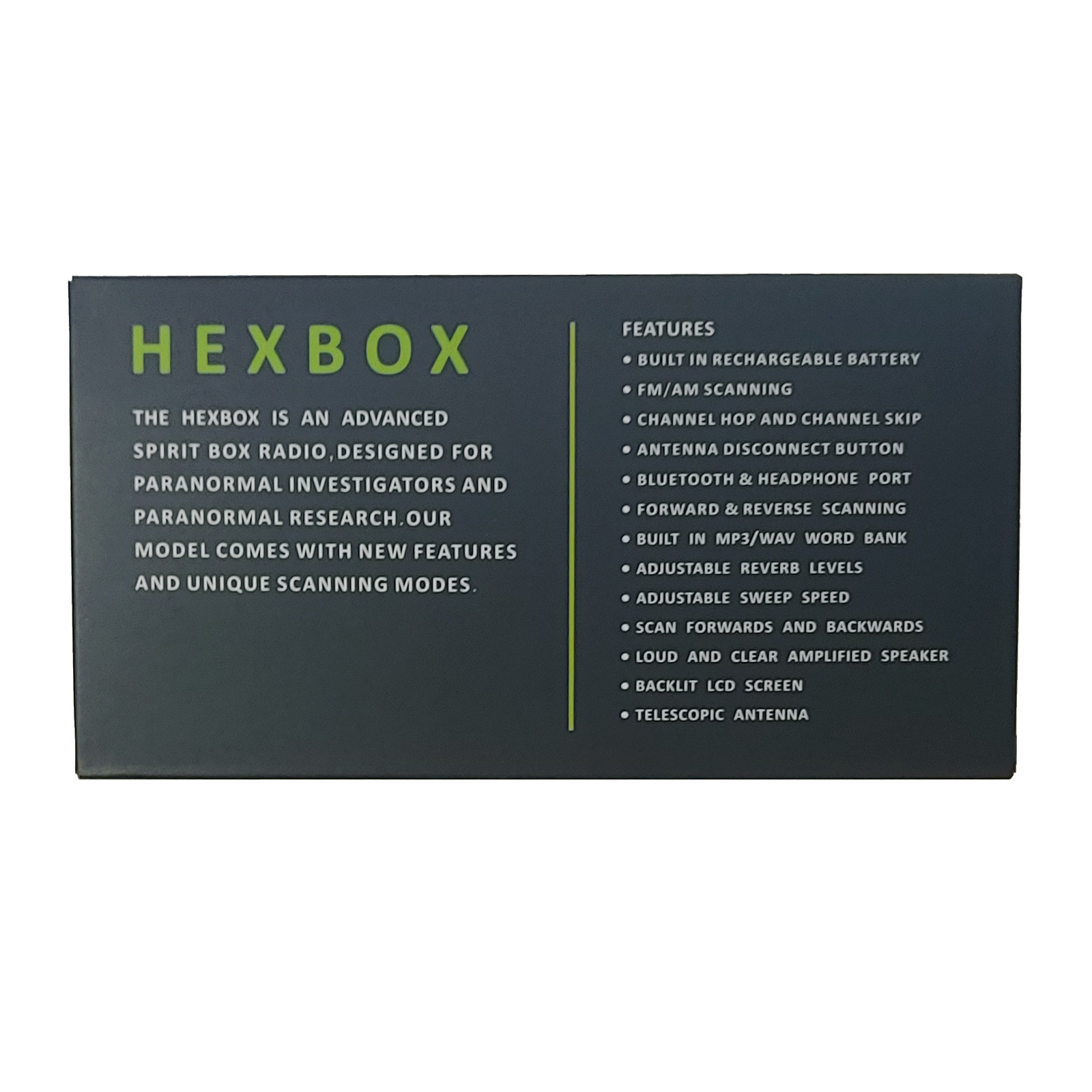 HexBox Spirit Box Ghost Hunting Equipment AM FM Radio Scanner Paranormal ITC