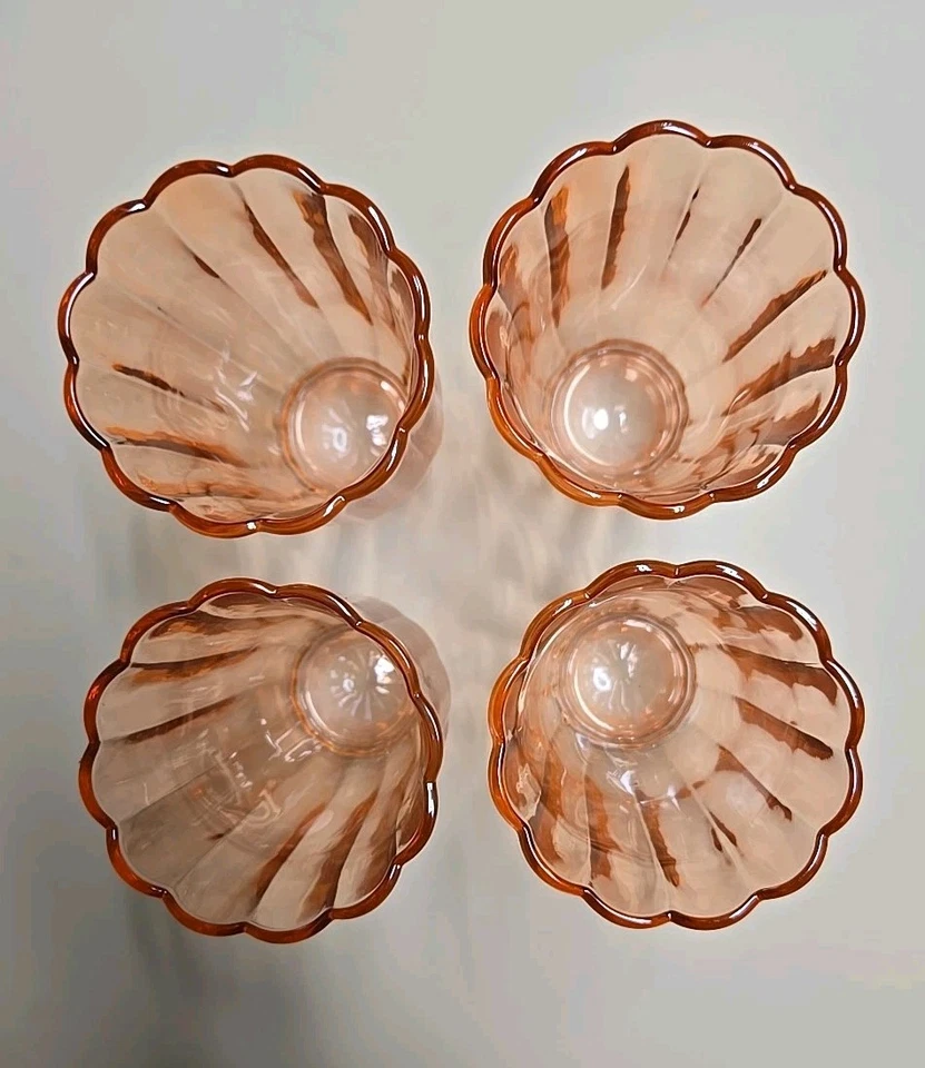 Juego de 4 vasos/vasos de vidrio para mujer Pioneer melocotón/rosa brillo 5 3/4" Foto 4 de 4