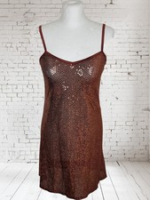 New Retro New Look Sequin Bronze Strap Dress Size 10