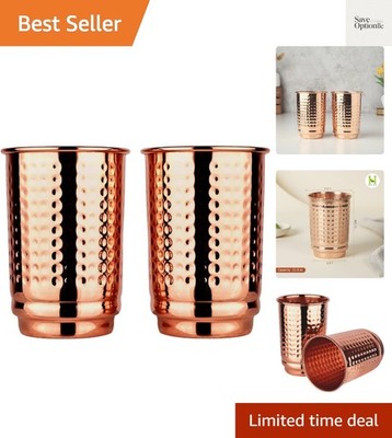Sustainable Copper Tumblers Set of 2 - 11.8 oz for Daily Use and Wellness