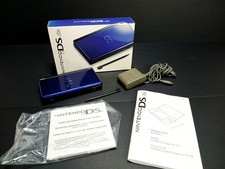 Nintendo DS Lite Cobalt Handheld Console= Original Box Manuals Charger Stylus