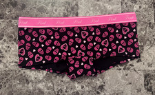 NWOT VICTORIA'S SECRET PINK SKELETON SKULL HEART HALLOWEEN BOYSHORT PANTIES