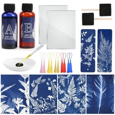 Cyanotype Kit Include 2 Component Sensitizer Set, 40 Sheets A5 Paper Brush To...