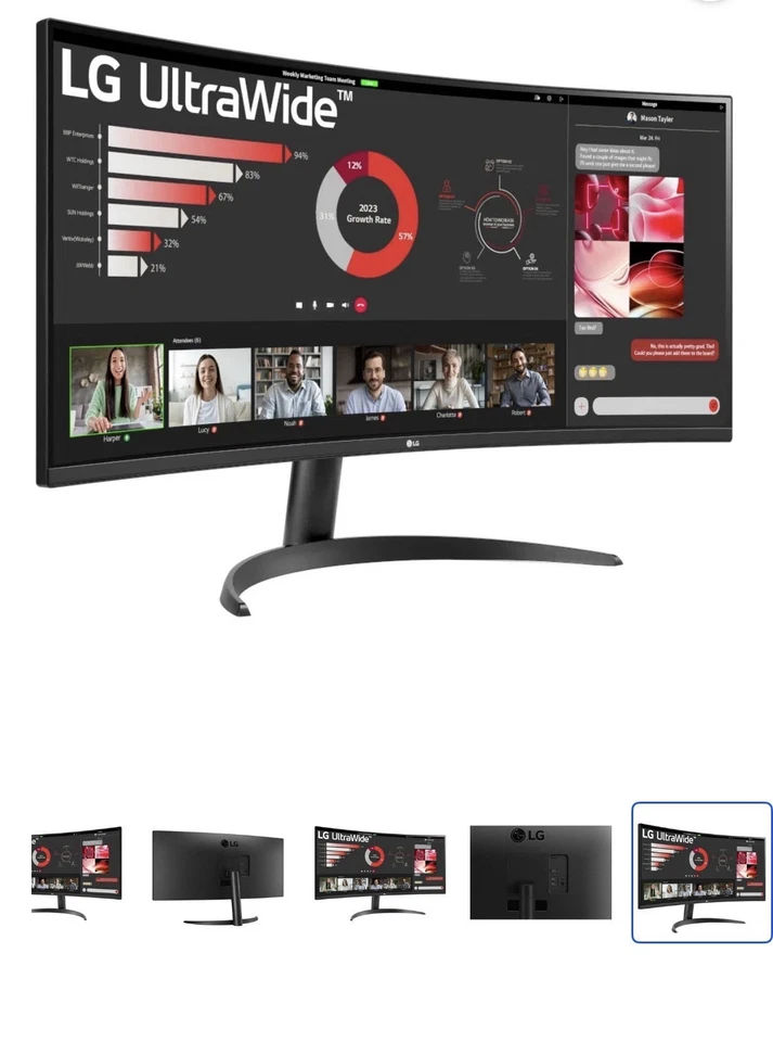 LG 34" Curved Ultrawide™ WQHD (3440 x 1440) Monitor, Black- 34WR50QC-B - Image 2 of 4