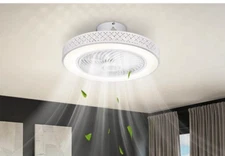 DELight Modern 20" White Drum Fan with Light & Remote Control