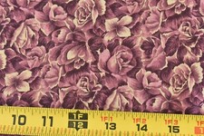 By 1/2 Yd, Tan Burgundy Roses on Quilt Cotton, Classic Cottons/2002, N372