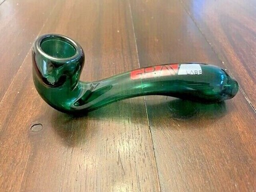 5.5” Grav Glass Pipe Bowl Sherlock Lake Green Logo Colors Vary