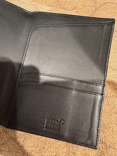 Montblanc Passport Holder Case Black Leather Made in Italy No Box Used - Picture 7 of 11