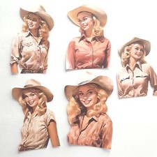 3D UPick Blonde HaIred Young Women Cowgirls Scrapbook Card Embellishment 3881