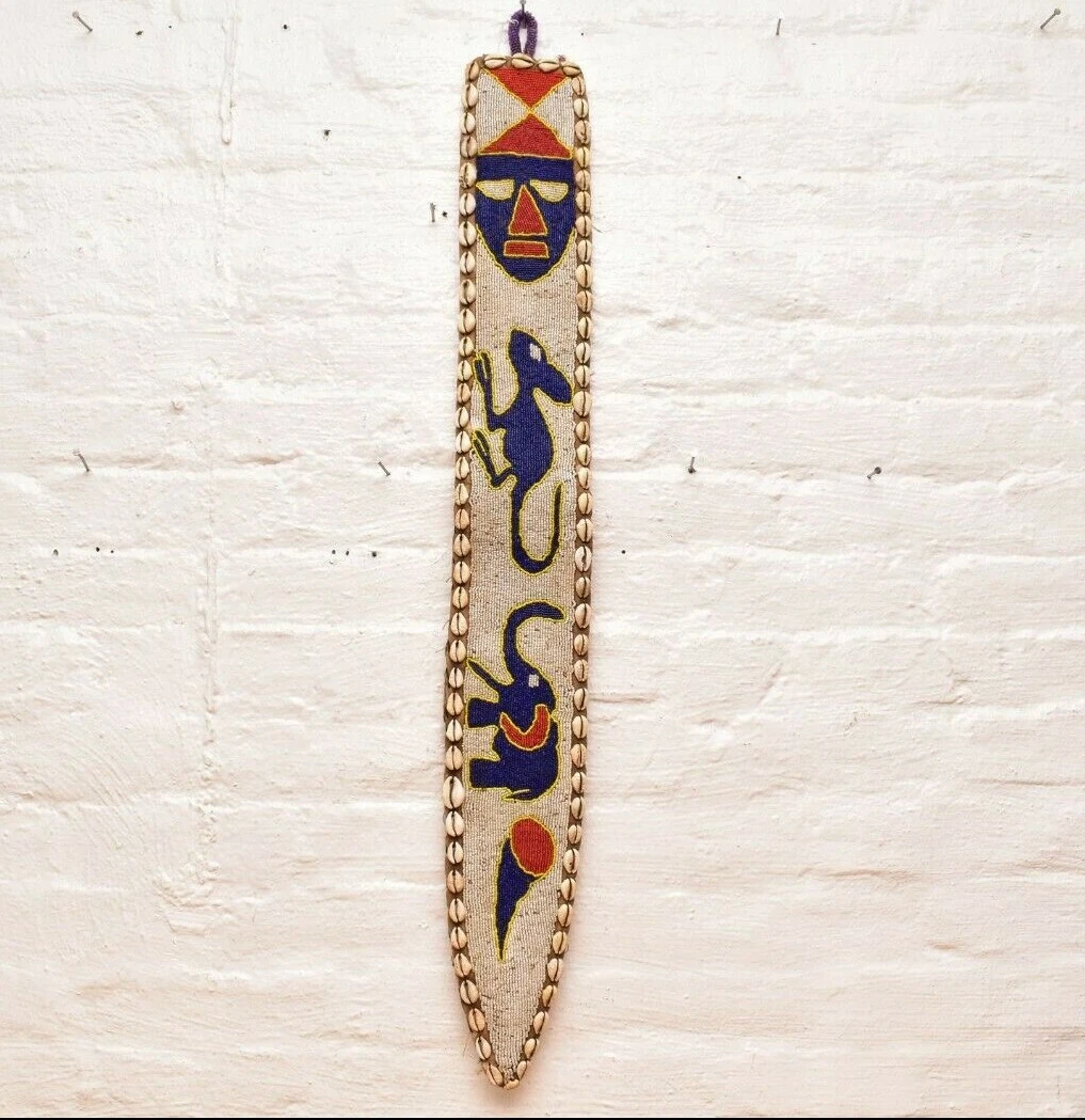 Vintage African Yoruba Beaded Diviner Wall Hanging