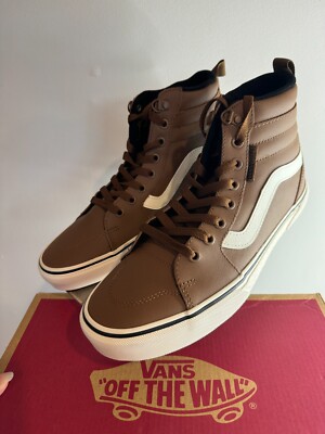 Vans Filmore Hi Guard Leather Shoes Brown White Men's size 8 NEW
