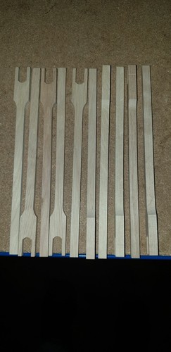 10x WEIßBUCHE MASSIVHOLZ Gabel STAB LEISTE 145x5x5mm Bastelholz Hartholz Stäbe - Bild 3 von 5