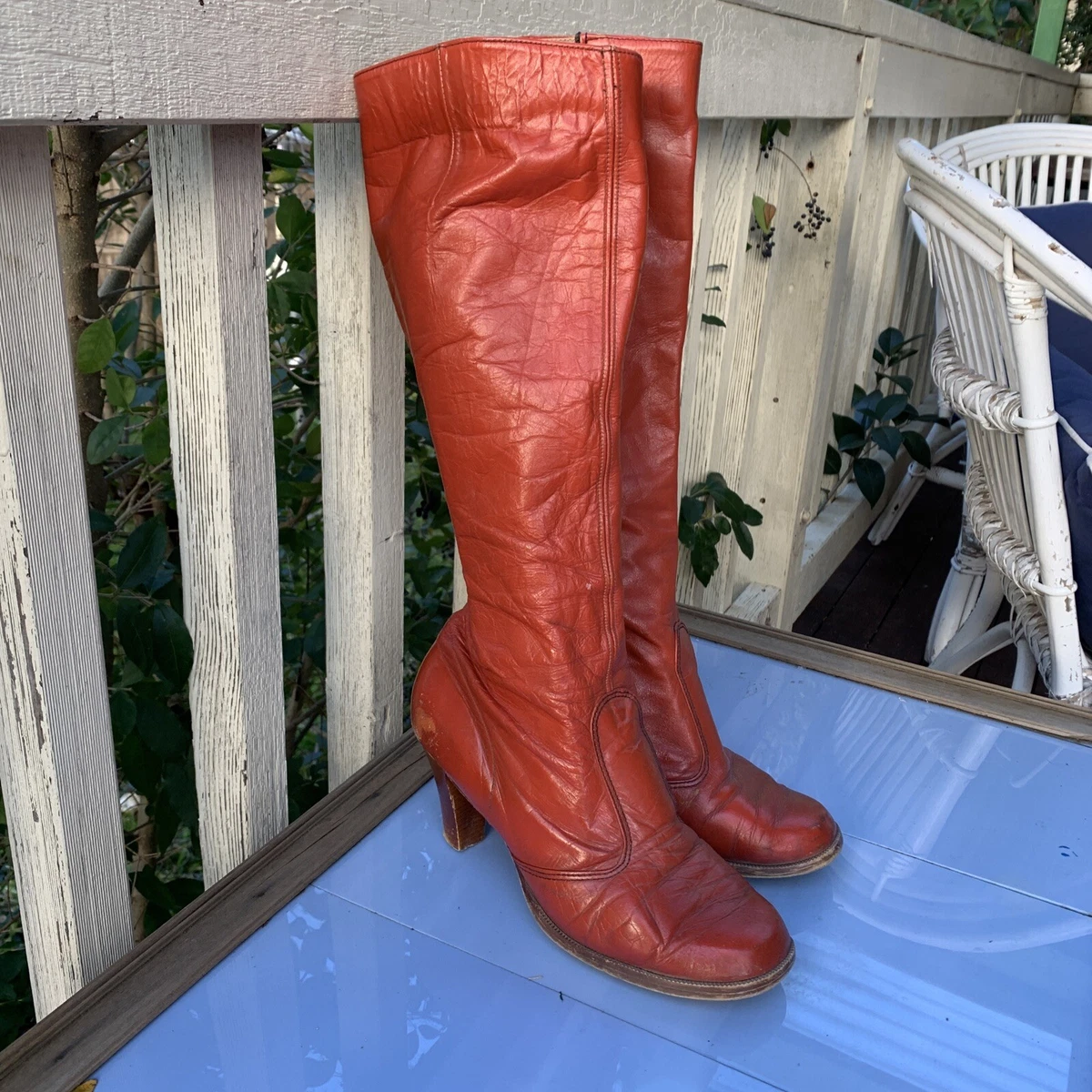 Red leather ladies boots sale