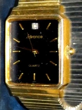 Advance Men’s Y121 Watch Rectangular Black Face For Parts AS IS