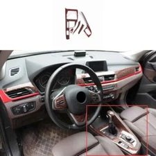 Panel Dashboard Sets Car Control Console 2016-2021 For BMW X1 F48 Red Wood Grain