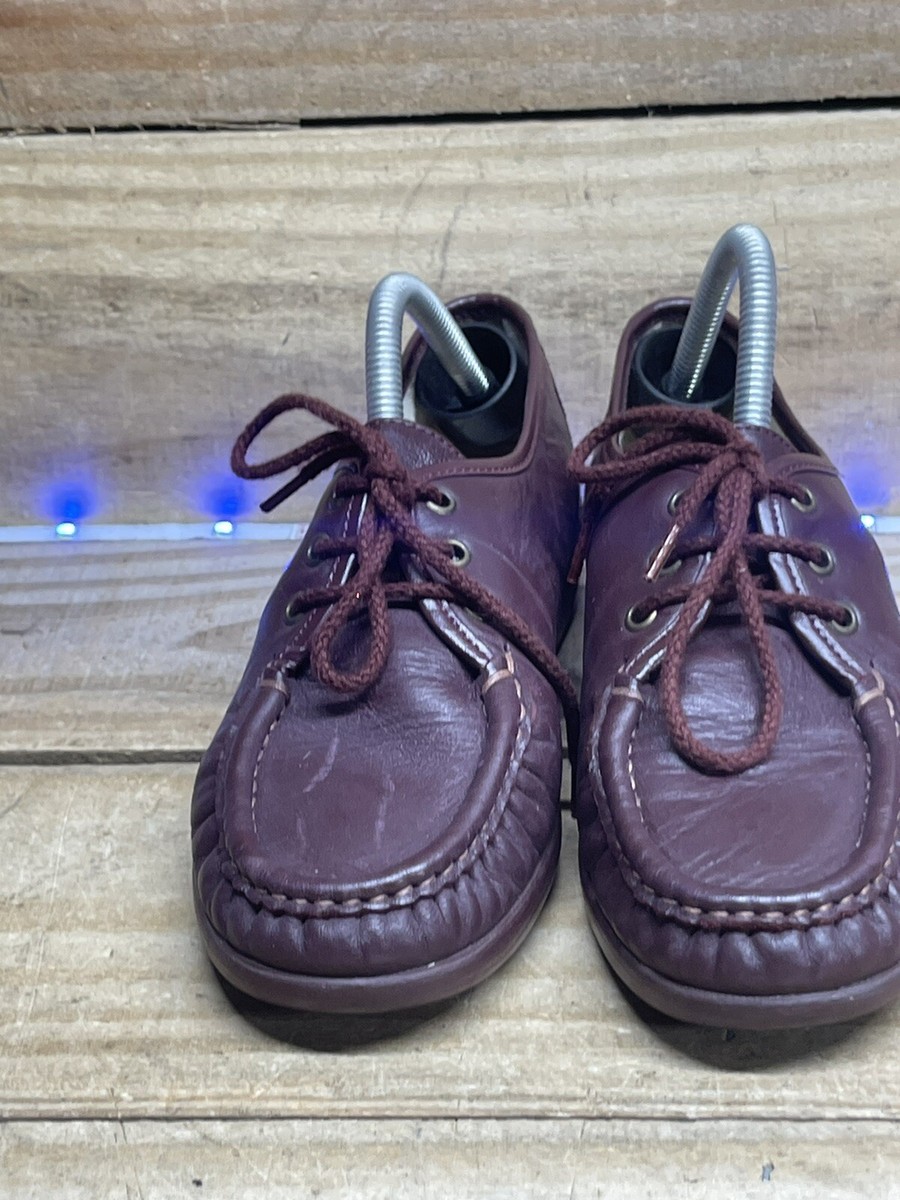 SAS Comfort Handsewn Shoes Burgundy Lace-Up Moc Toe Made in  display picture 3