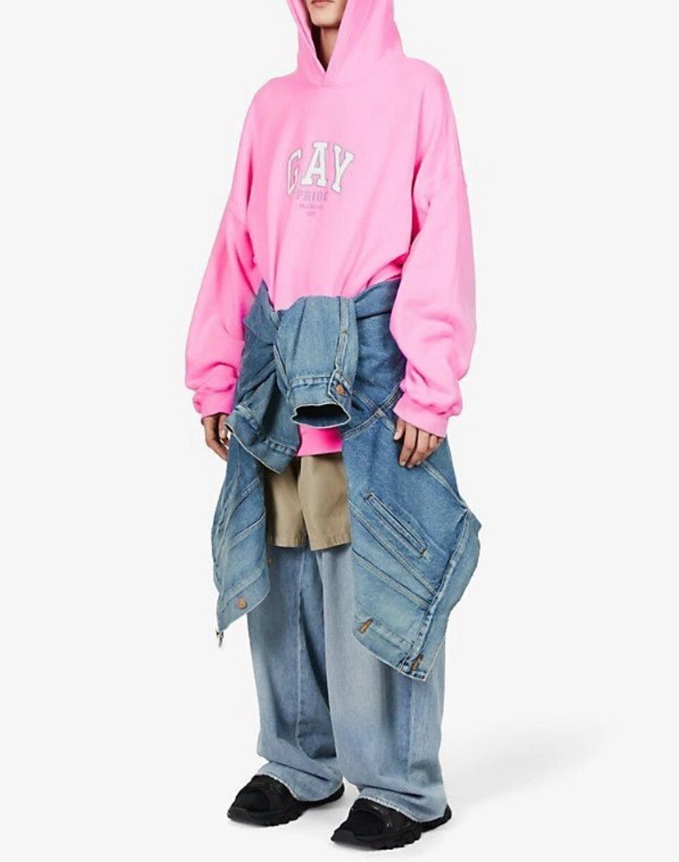 Felpa con cappuccio Balenciaga Pride 2021 rosa caramella XXL GAY nuova con etichette primavera 2021