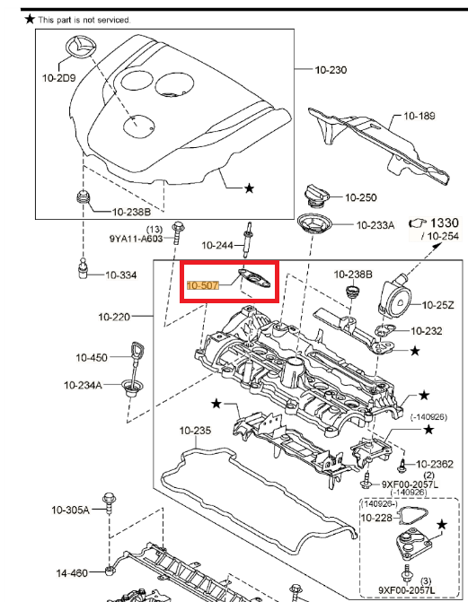 Engine Valve Cover Injector Seal Gasket Mazda 6 GJ CX5 3 2.2 Diesel