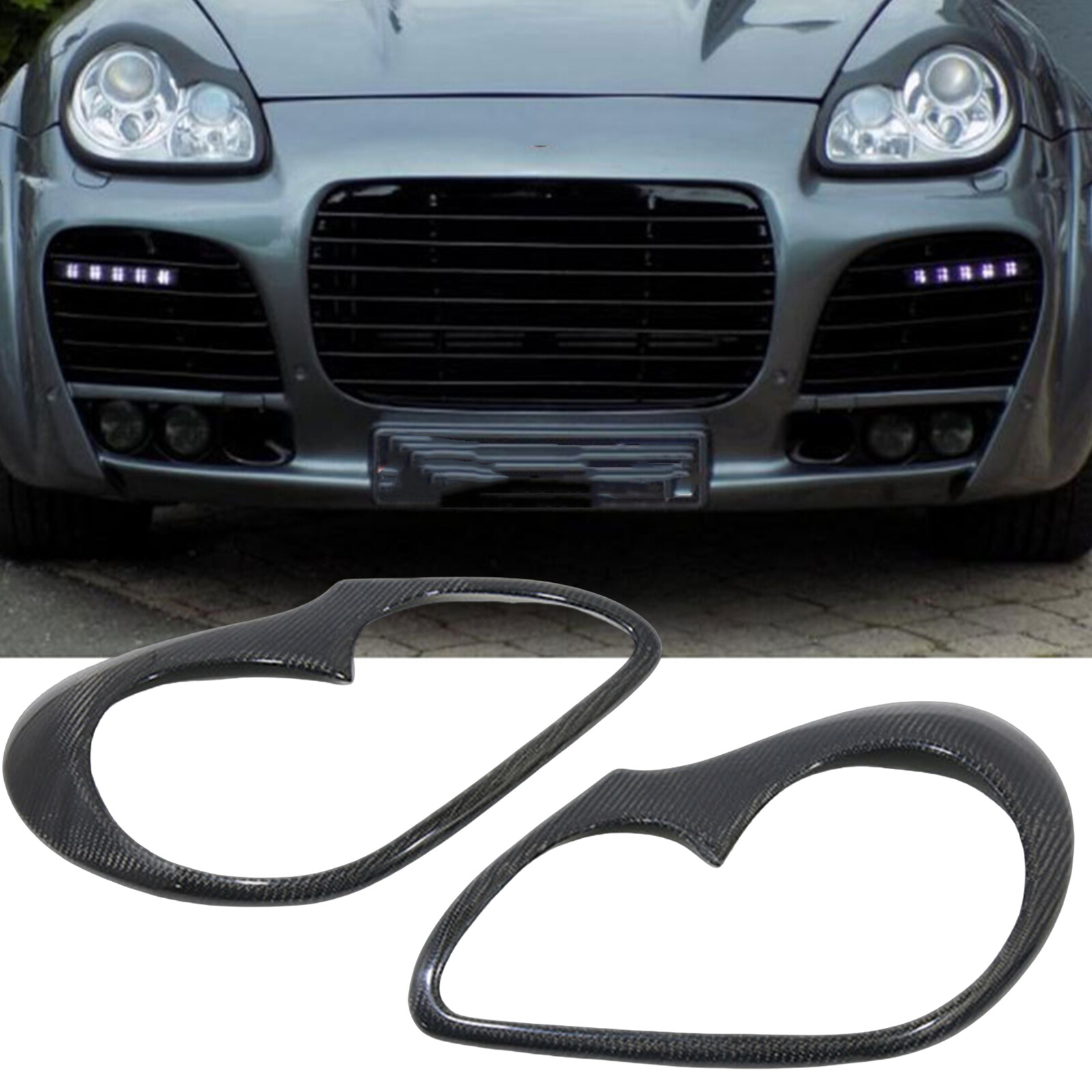 Carbon Fiber Headlight Trim for Porsche Cayenne 955 2002-2007