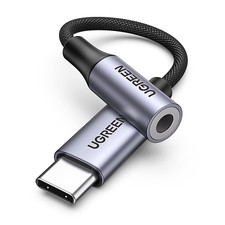 Adaptador USB C a 3.5 mm, tipo C a jack HiFi 24Bit/96KHz, gris