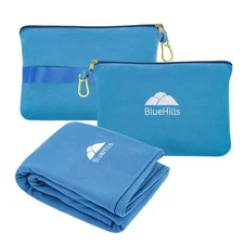 BlueHills Travel Blanket Pillow Compact Lightweight Airplane Teal Blue