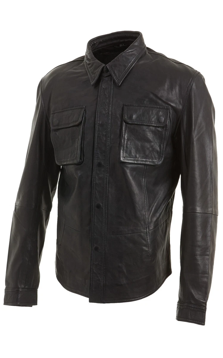 Short sleeve shop leather jacket mens