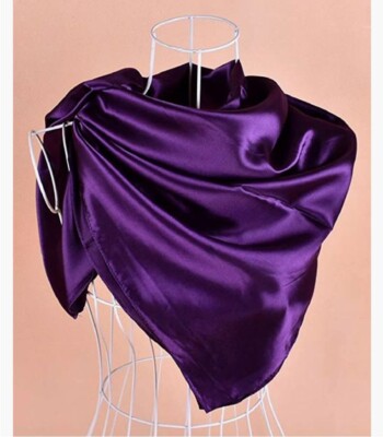 Large Square Satin Scarf Silk Feel Head Neck Wrap Solid Color Scarves Shawl 35''