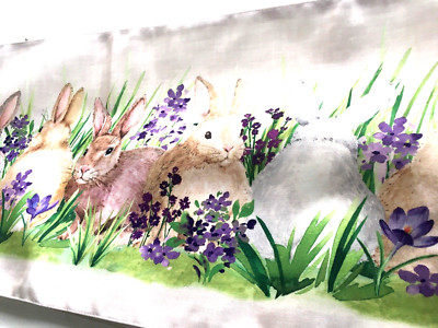 Isaac Mizrahi Easter Egg Table Runner Bunnies and Flowers 14x48 NWT