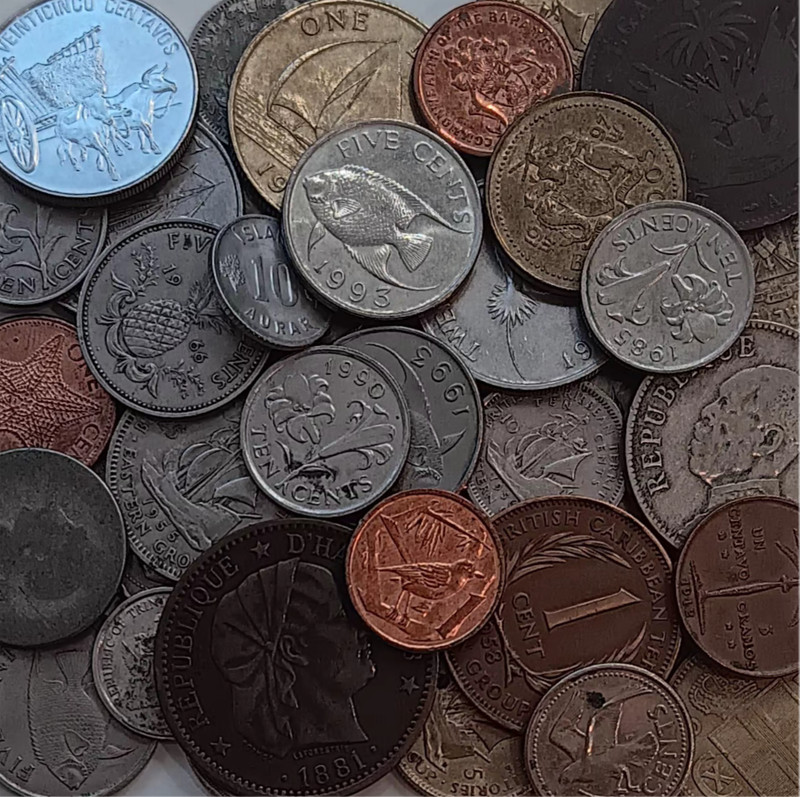 36 Coin Lot: Haiti Dominican DR Iceland Bahamas Bermuda Barbados Cayman Island +
