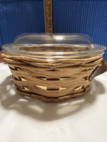 VINTAGE Pyrex  Round Clear Glass Covered Casserole 024 Bowl 684 Lid  & Basket
