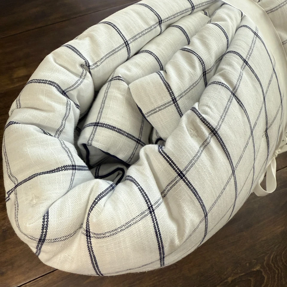 EDREDÓN A CUADROS VENTANA NIÑOS GRANERO CERÁMICA, DOBLE ~ BLANCO/AZUL MARINO Foto 4 de 4