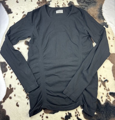 Athleta Womens Top Size Medium Long Sleeve Stretch Scrunch Logo