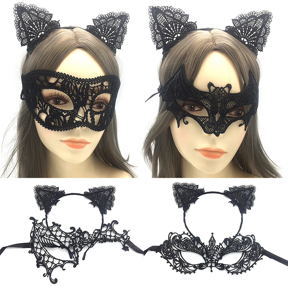 Fancy Dress Costume Black Wired Lace Cat Ears Headband Halloween Hen Night Kit 」 - Image 3 of 4