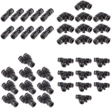3/8" OD Nylon Air Line Push to Quick Release Pneumatic Connectors Fittings 40Pcs