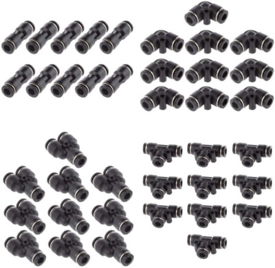 3/8'' OD Nylon Air Line Push to Quick Release Pneumatic Connectors Fittings 40Pcs